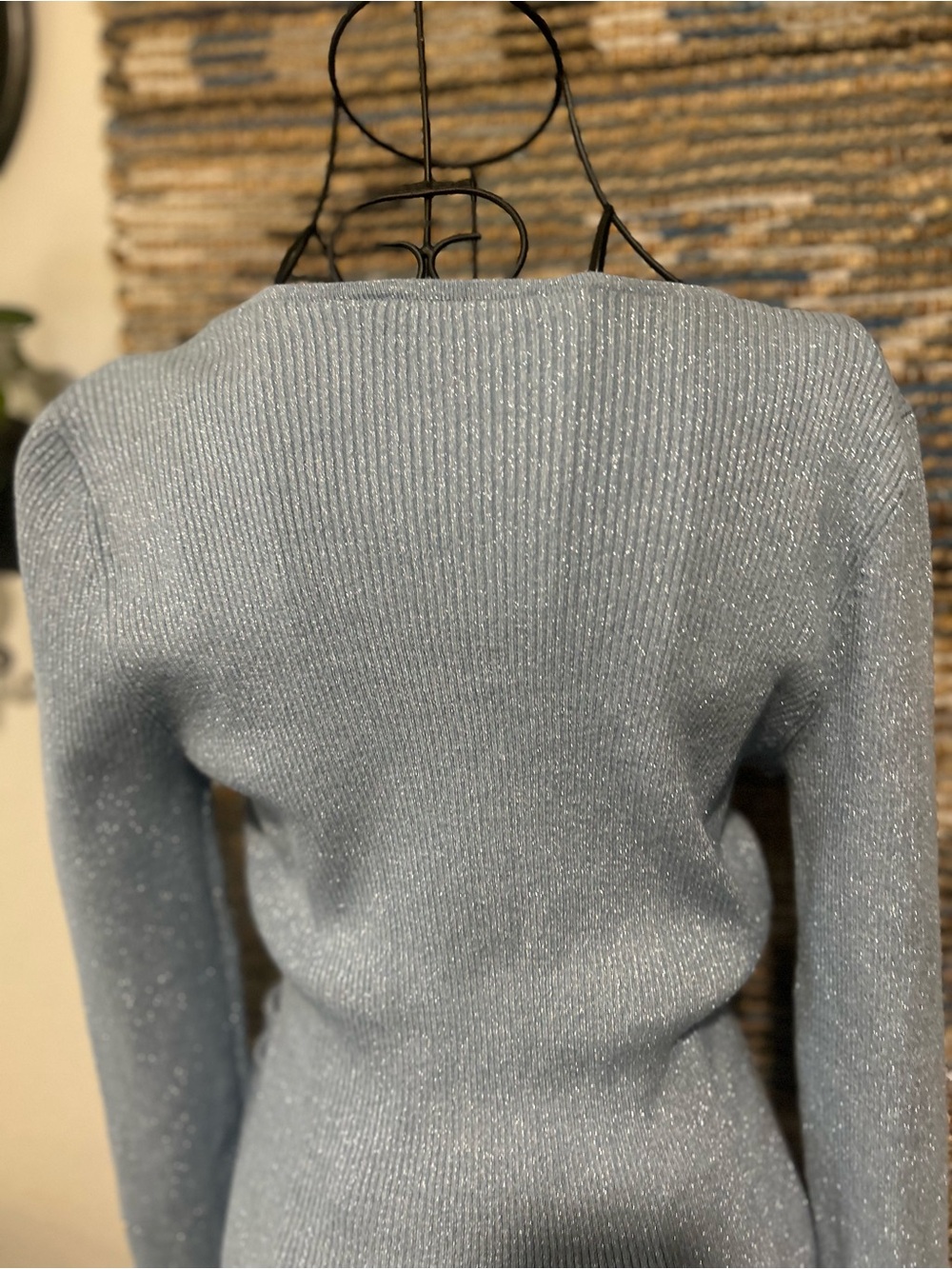 INC Shimmery Light Blue Wrap Sweater with Side Ring - Picture 7 of 10